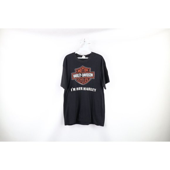 Vintage 80s Harley Davidson Mens XL Faded Spell Out Big Logo T